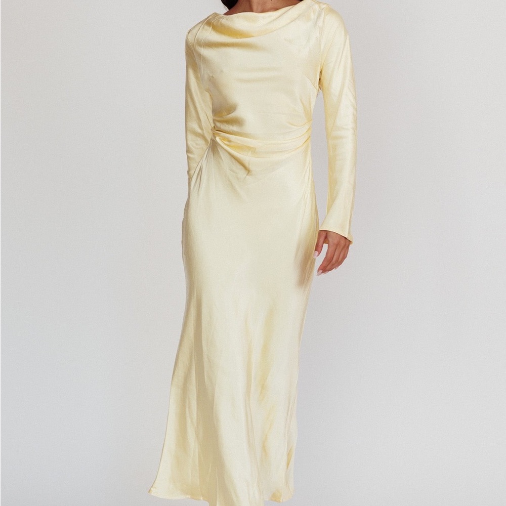 Butter Yellow Satin Maxi Dress